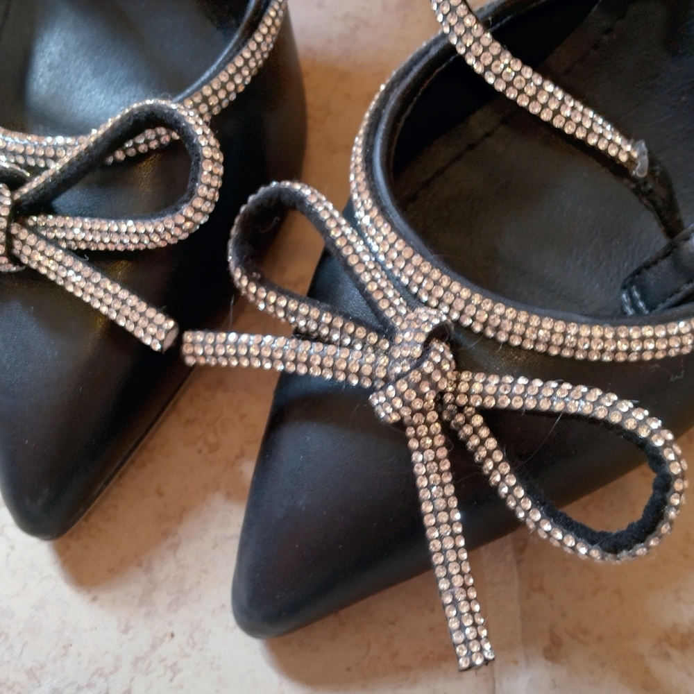 Rhinestone Bow Strappy Heels Pumps Size 36/5.5 - Picture 9 of 16